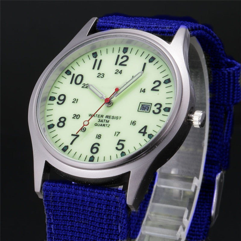 Watches Fabric Band Military Calendar Army Clock