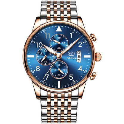 Multifunctional Chronograph Quartz Watch Luminous Waterproof Men's Watch