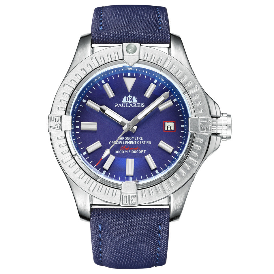 Automatic Mechanical Strong Luminous Canvas Appearance Leather Men's Watch