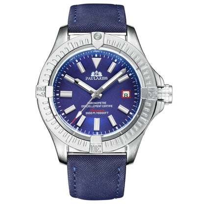 Automatic Mechanical Strong Luminous Canvas Appearance Leather Men's Watch