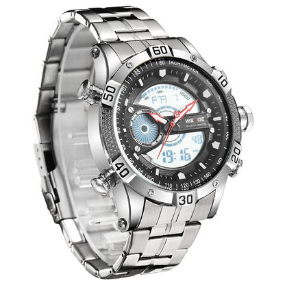 Men's Steel Band Sports Multifunctional Electronic Watch, Large Dial Waterproof Sports Watch