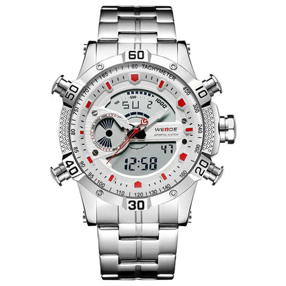 Men's Steel Band Sports Multifunctional Electronic Watch, Large Dial Waterproof Sports Watch