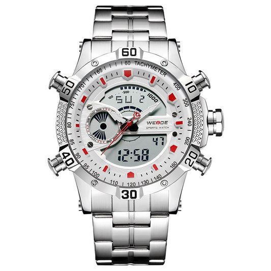 Men's Steel Band Sports Multifunctional Electronic Watch, Large Dial Waterproof Sports Watch