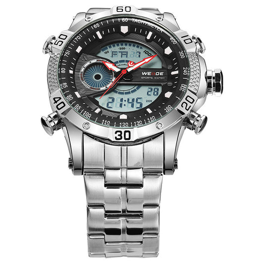 Men's Steel Band Sports Multifunctional Electronic Watch, Large Dial Waterproof Sports Watch