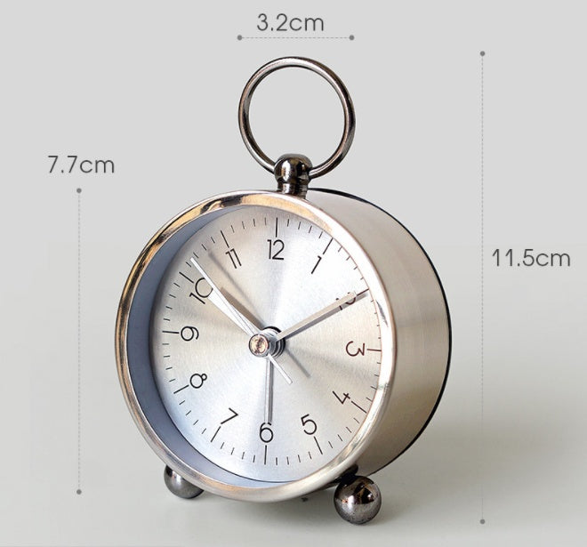 Thick Aluminum Creative Clock Alarm Clock Mute Bedside Clock Luminous
