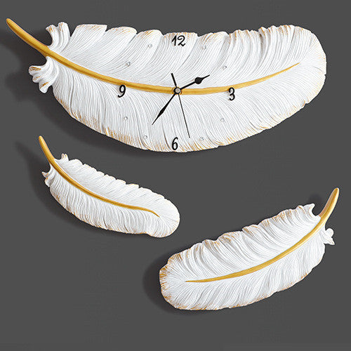 Mute Wall Clock Nordic Style Creative Living Room Background Wall Feather Clock
