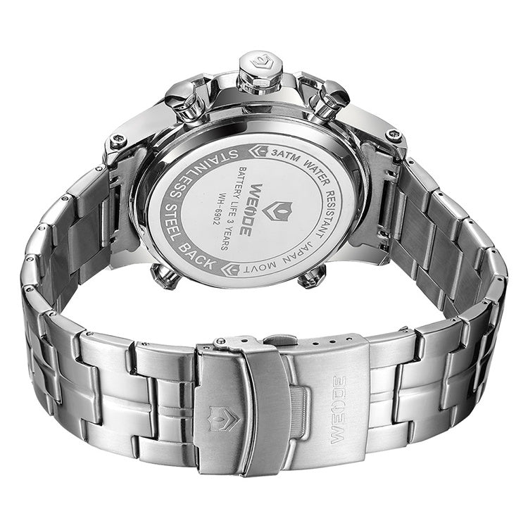 Men's Steel Band Sports Multifunctional Electronic Watch, Large Dial Waterproof Sports Watch