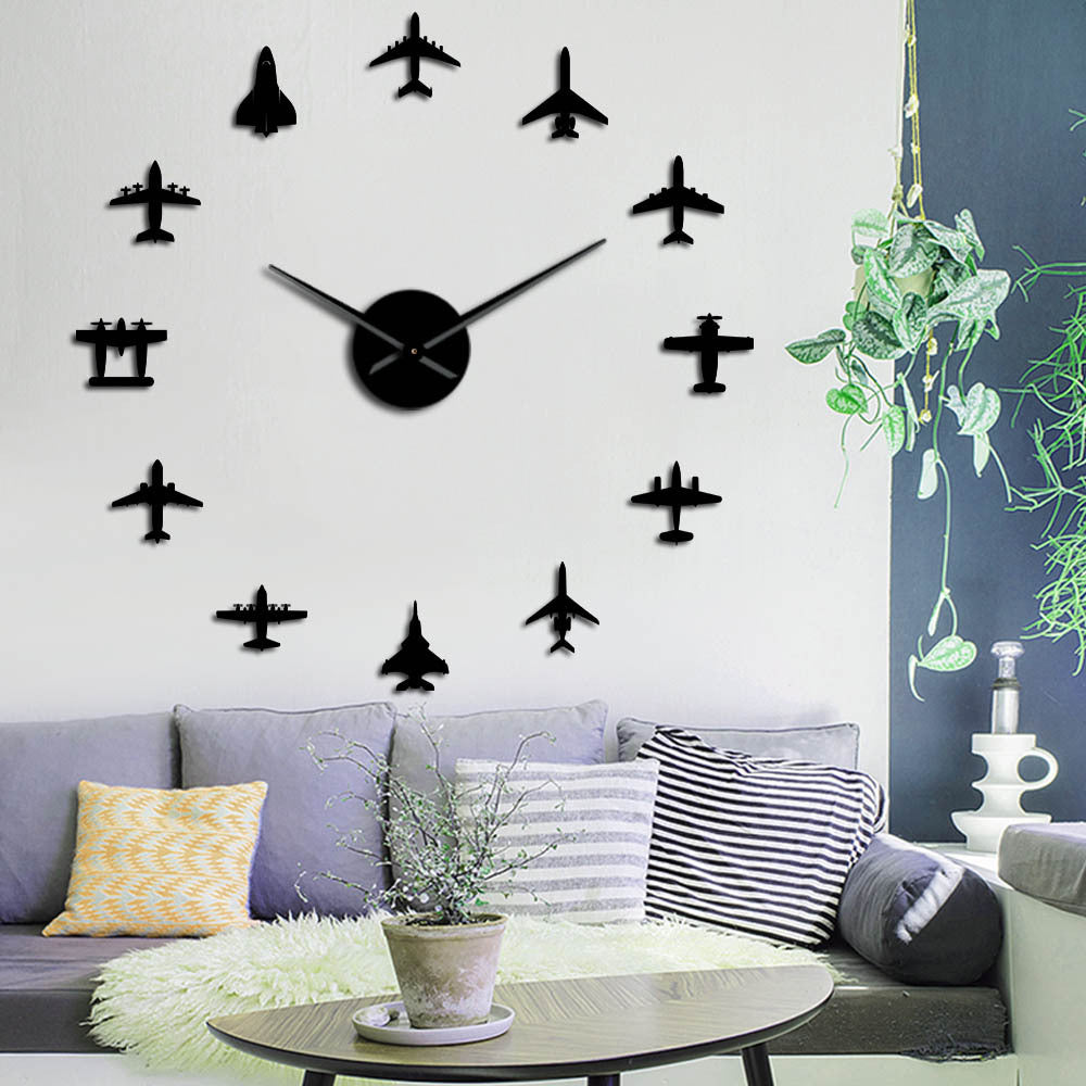 Acrylic plane huge wall clock