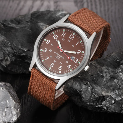 Watches Fabric Band Military Calendar Army Clock