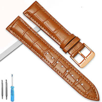 Head Layer Leather Bamboo Knot Pattern Watch Strap Accessories