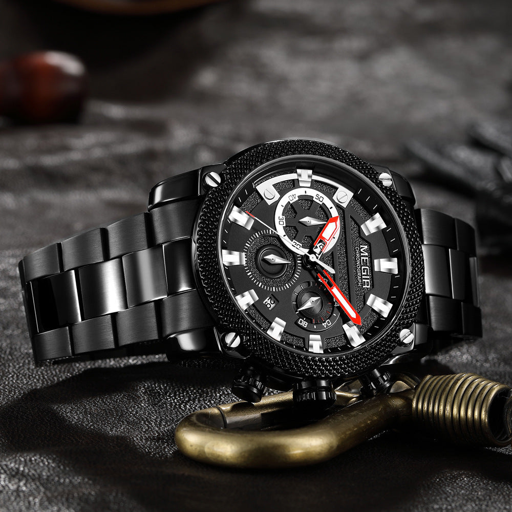 Meijier Watch Men's Fashion Large Dial Business Chronograph Quartz Men's Watch