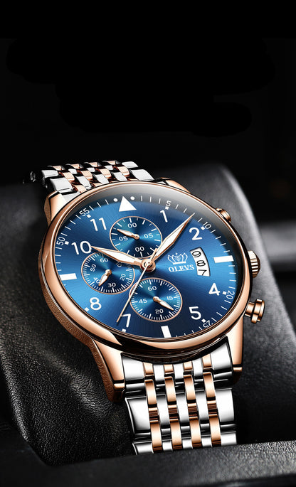 Multifunctional Chronograph Quartz Watch Luminous Waterproof Men's Watch