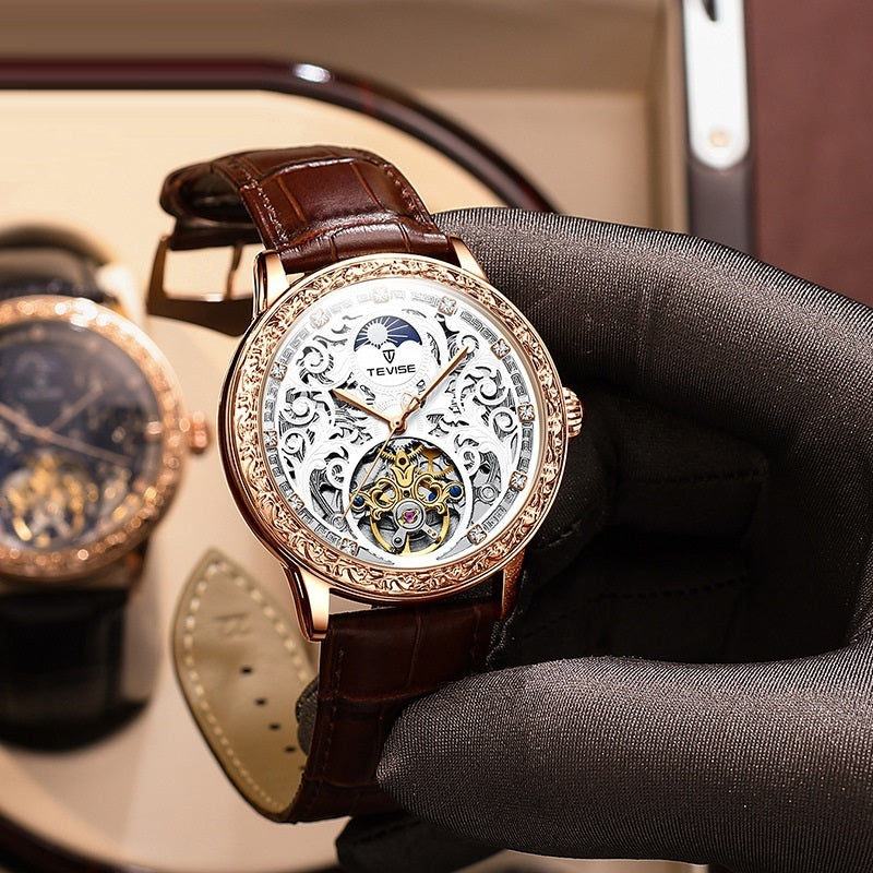 Business Casual Waterproof Hollow Out Men's Mechanical Watch