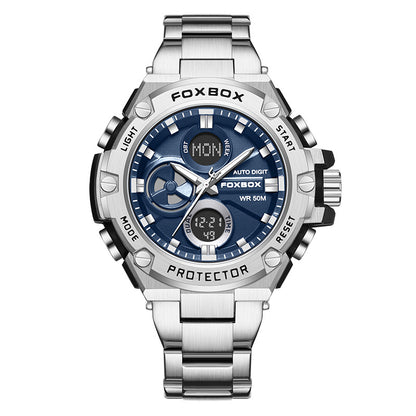 Fashion Double Display Luminous Electronic Watch Sports Quartz Steel Watch