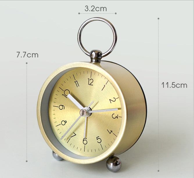 Thick Aluminum Creative Clock Alarm Clock Mute Bedside Clock Luminous