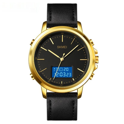 Casual Spiral Sports Crown Leather Alloy Round Pin Buckle Male Pointer Electronic Watch